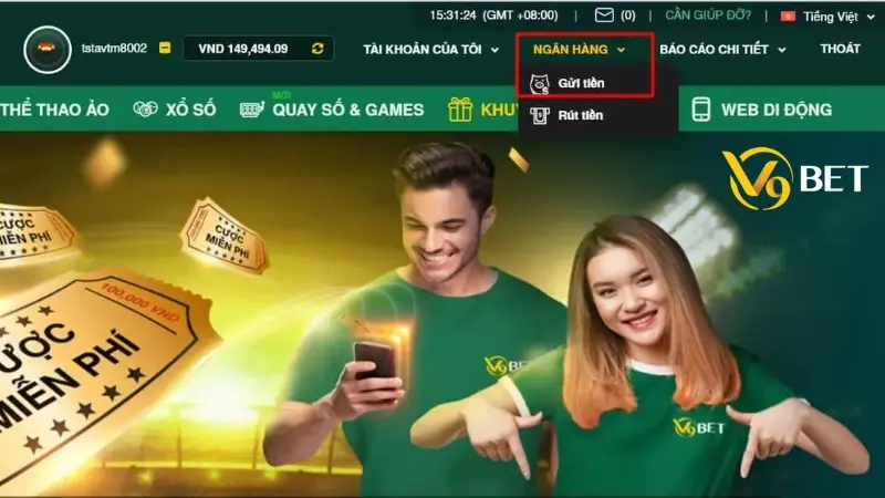 Hướng dẫn cách nạp tiền vào tài khoản V9Bet