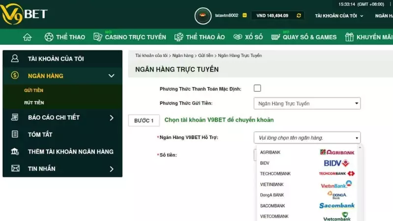 Hướng dẫn chi tiết cách rút tiền V9Bet về tài khoản ngân hàng