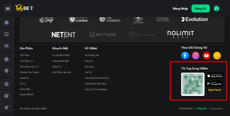 Người tải v9bet APK có thể quét mã QR
